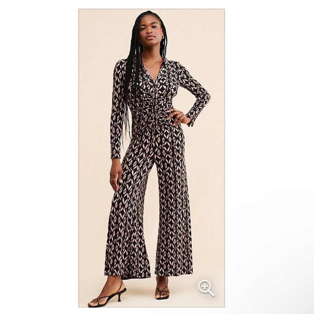 Free People Shayla Wide Leg Long Sleeve Collar Jumpsuit -XS